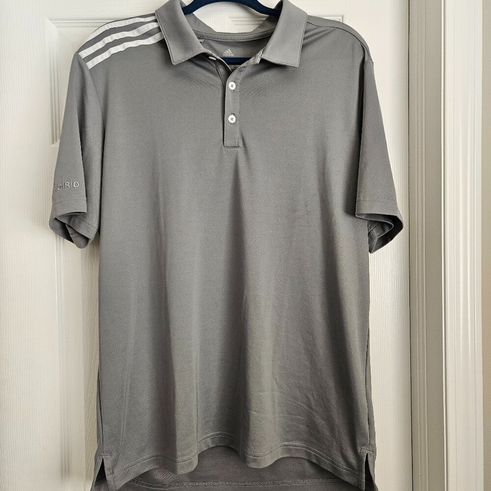 Grey Men's Adidas Golf Short Sleeve Polo‎ with Buttons size L